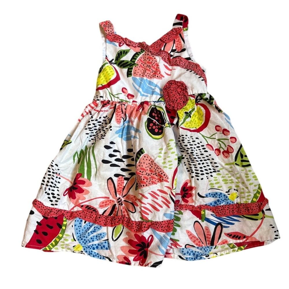 Marmellata Classics white colorful fruit floral ruffle tank dress‎ SIZE 2T